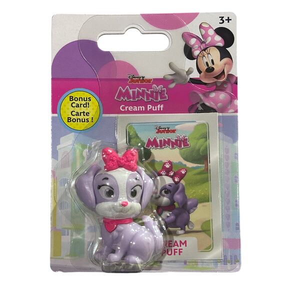 Disney Junior Minnie Mouse Cream Puff Figure Puppy Dog Ages 3+ Pink Purple - Picture 1 of 2